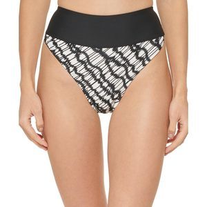 DKNY Womens High-Waist Printed Swim Bottom Separates Black XS